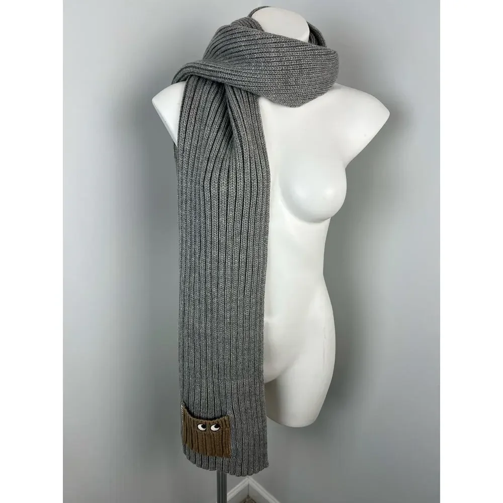 UNIQLO x Anya Hindmarch Heattech Knit Scarf in Light Gray